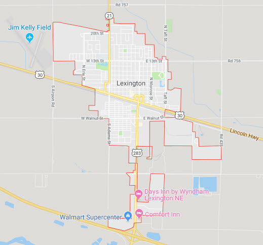 lexington-ne-map lexington
