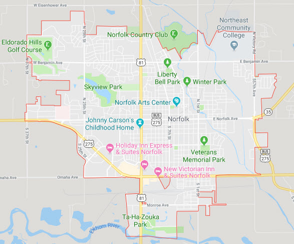 norfolk-ne-map Norfolk Ne